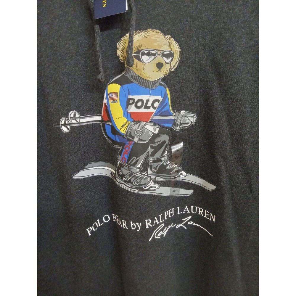 NWT‎ - Polo Ralph Lauren Men's POLO BEAR Hooded Sweatshirt Ski Charcoal Sz 2XLT - Picture 4 of 5